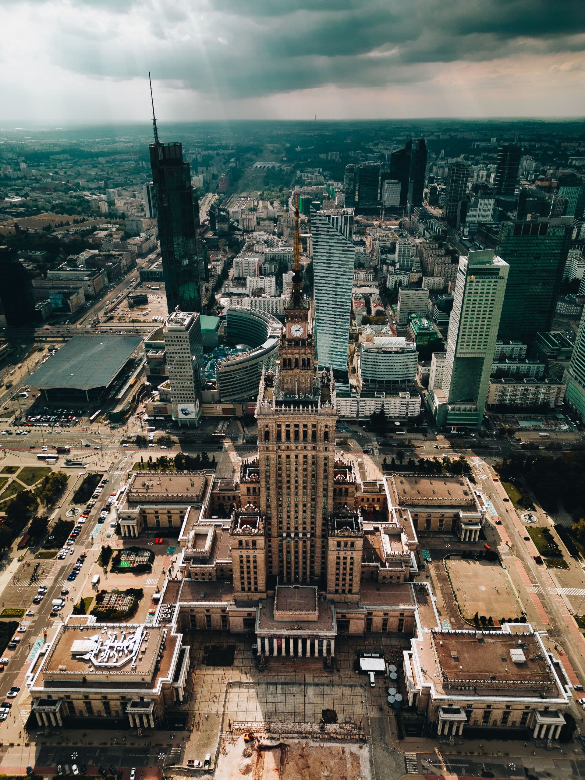 Pałac Kultury i Nauki z lotu ptaka